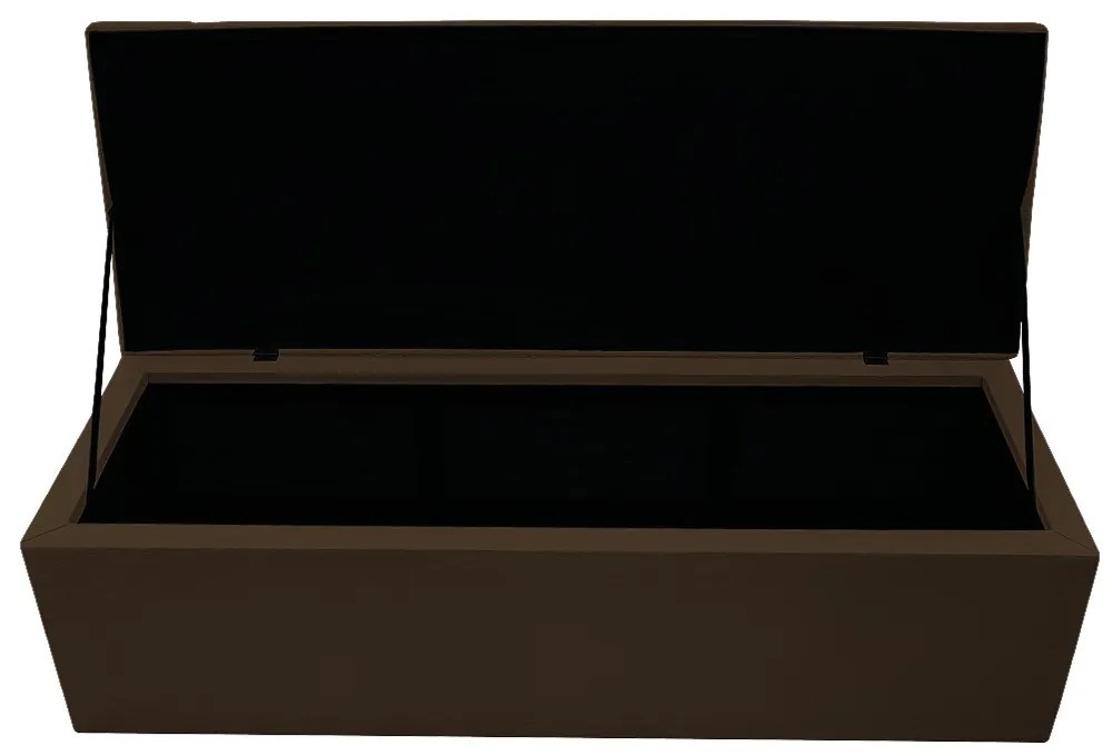 Recamier Baú Estofada Mel 140 cm Casal Com Capitonê  Suede Marrom - ADJ Decor