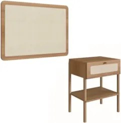 Cabeceira Solteiro 90cm e Mesa 1 Gaveta Arlo A10 Hanover - Mpozenato