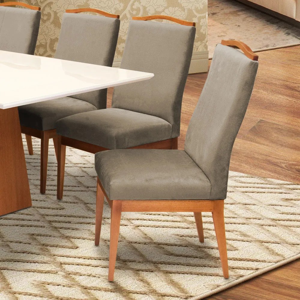 Conjunto 6 Cadeiras Decorativa Lara Veludo Cappuccino