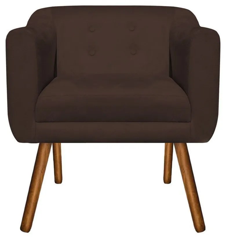 KIT 02 POLTRONAS JULIA SUEDE MARROM PES