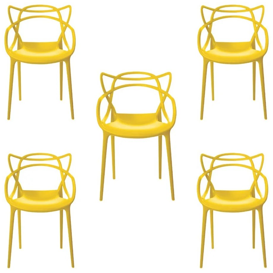 Kit 5 Cadeiras Decorativas Sala e Cozinha Feliti (PP) Amarela G56 - Gran Belo