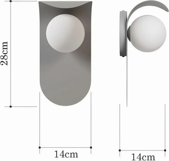 Arandela Wave 14X14X28Cm Aluminio E Globo Ø10Cm Rosca 01Xg9 - Qimporta... (CHAMPANHE)