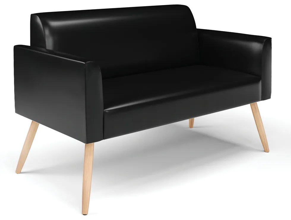 Sofá Namoradeira com Poltrona Pés Palito Natural Marisa Corano D03 - D'Rossi - Preto