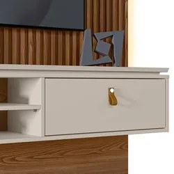 Painel Suspenso Ripado para TV até 75 Pol. LED Majestic L06 Freijó/Off