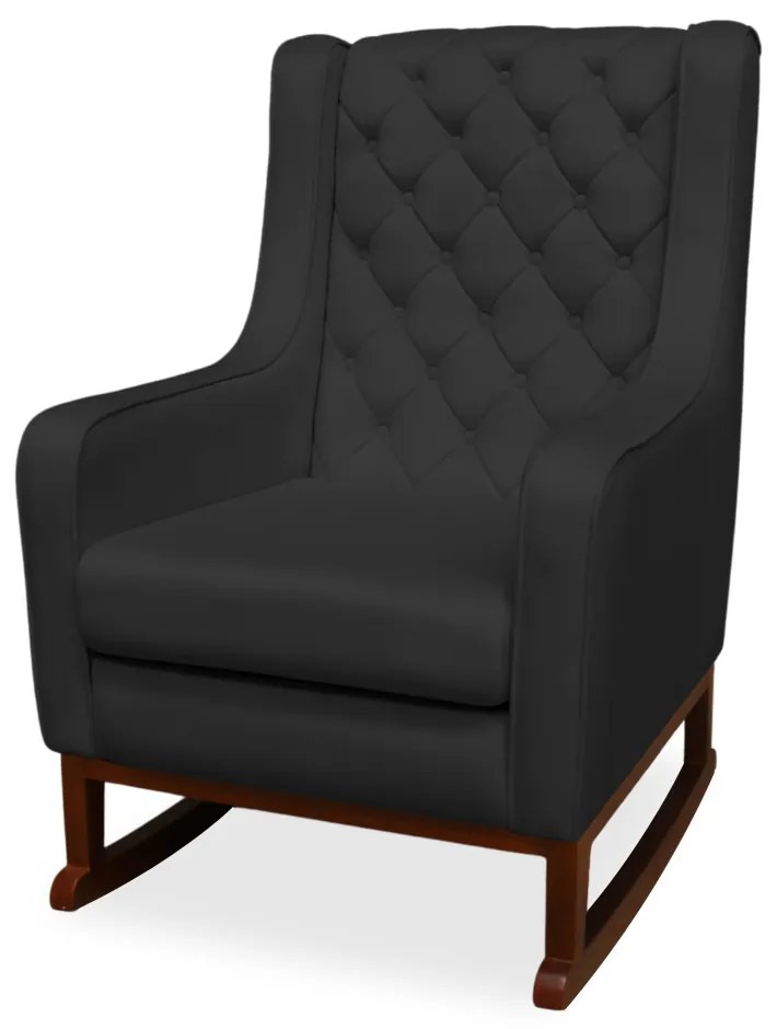 Kit Poltrona Amamentação Balanço Maju com Puff Flor Veludo - Preto