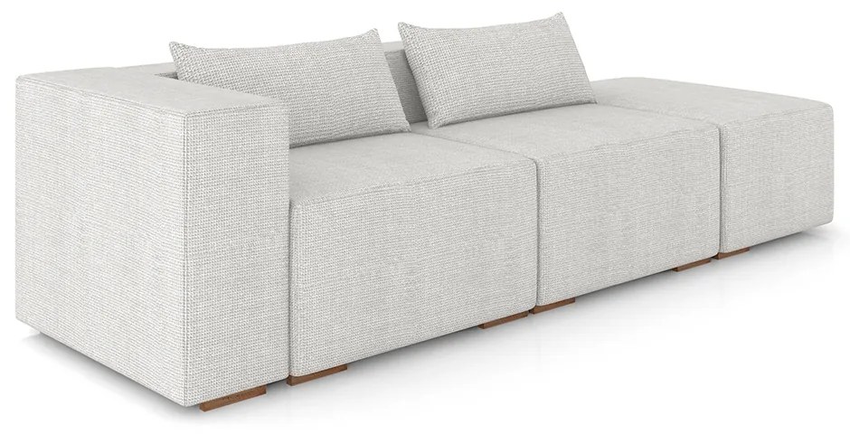 Sofá Versátil Sala de Estar Atlanta 338cm Modulado Linho Cinza Claro G52 - Gran Belo