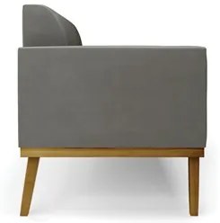Sofá Namoradeira e 2 Poltronas Base Madeira Castanho Maressa Suede Gra