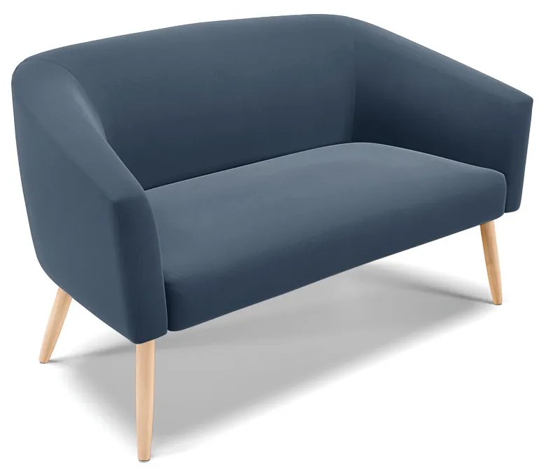 Namoradeira e 2 Poltronas Pé Palito Natural Stella Suede Azul Marinho D03 - D'Rossi