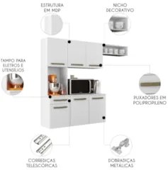 Armário de Cozinha Compacta 160cm Lora Branco A15 - Mpozenato