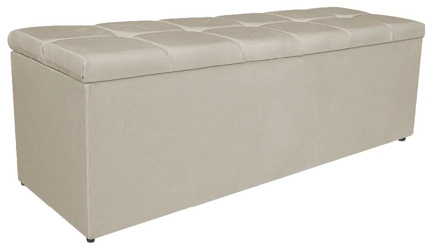 Calçadeira Estofada Manchester 140 cm Casal Suede Bege - ADJ Decor