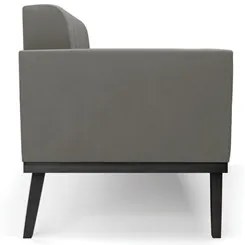 Sofá Namoradeira e 1 Poltrona Base Madeira Preto Ana Suede Grafite - I