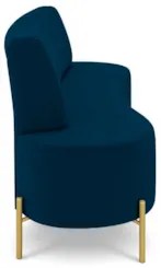 Sofá 2 Lugares 160cm Pés Aço Dourado Tamar Veludo Azul Z08 - Mpozenat