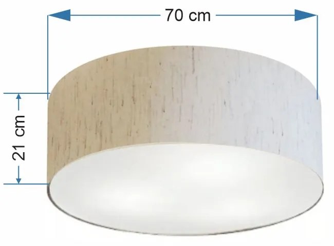 Plafon Cilíndrico Md-3019 Cúpula em Tecido 80x15cm Linho Bege - Bivolt