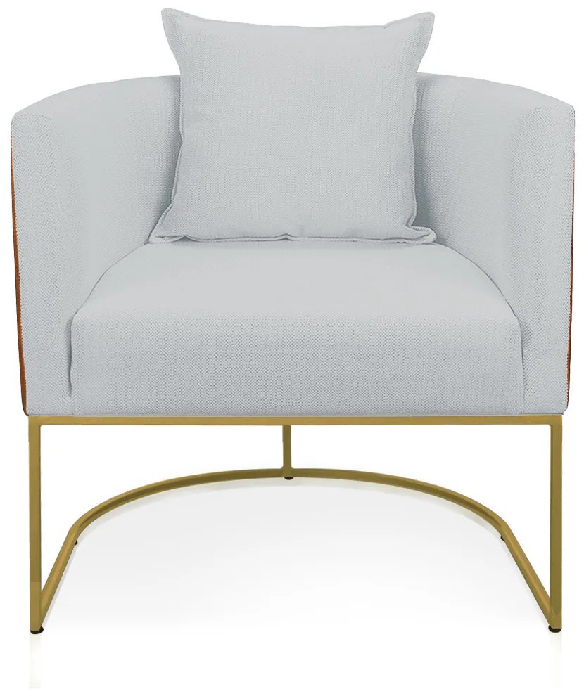 Poltrona Paola Corano Nozes com Linho Base Metálica Dourado D03 - D'Rossi - A05 Cinza Claro