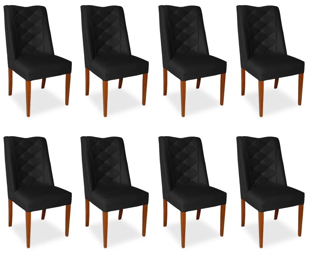 Kit 8 Cadeiras de Jantar Micheli Suede Preto