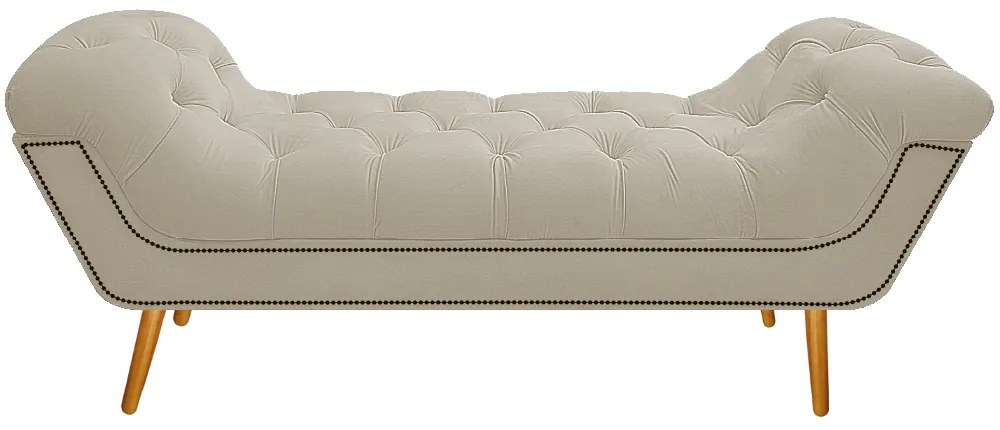Calçadeira Estofada Veneza 195 cm King Size Suede Bege - ADJ Decor
