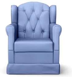 Poltrona de Amamentação Balanço e Puff Lucy Z39 Sintético Azul - Mpoze