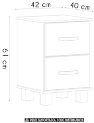 Mesa de Cabeceira Para Quarto 42cm 2 Gavetas Renzo Imbuia F07 - Mpozen