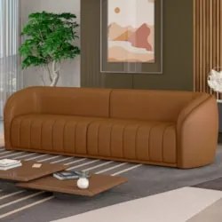 Sofá Living Decorativo 3 Lugares 252cm Meris Z32 Sintético Caramelo -