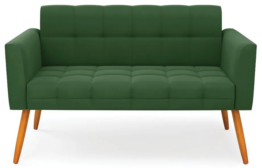 Sofá Namoradeira Elisa Suede Pés Palito Castanho - D'Rossi - Verde