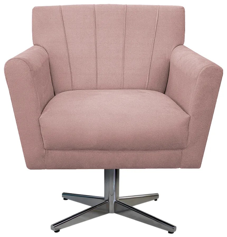Poltrona Laura Base Giratória de Metal Suede Rosê - ADJ Decor