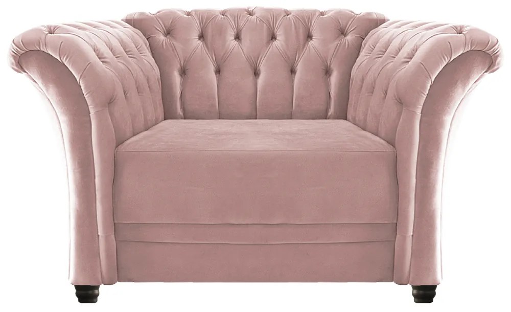 Poltrona Decorativa Chesterfield Sofia Suede Rosê - ADJ Decor