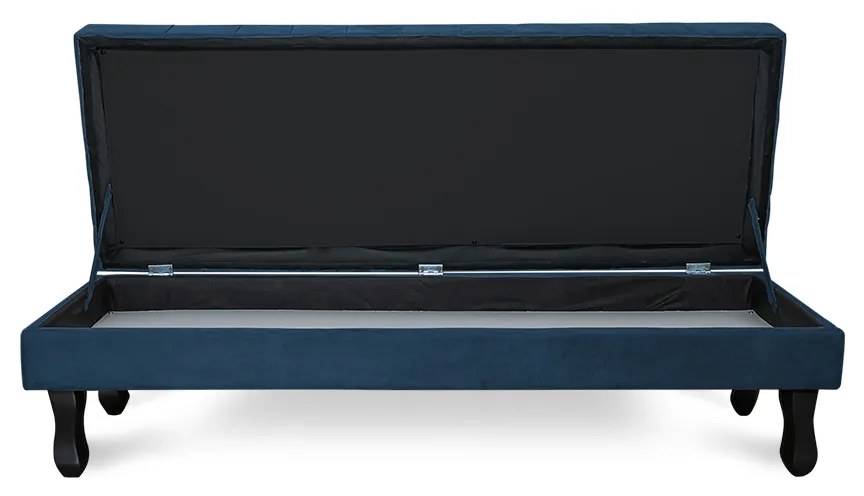Puff Baú Decorativo Capitonê Luis XV 100x40cm Suede Azul - Sheep Estofados - Azul escuro
