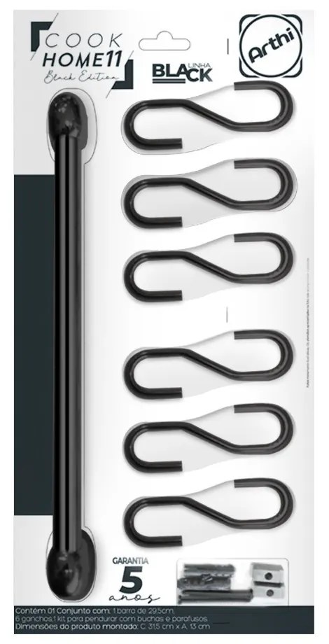 Suporte Para Utensílios Cook Home 11 - Preto