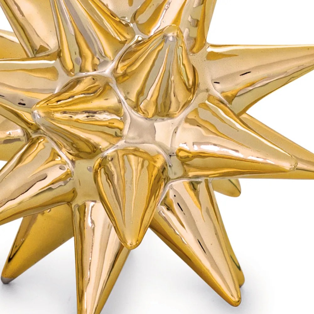 Enfeite Decorativo "Ourico" Em Ceramica Dourado 15x16 cm M02 - D'Rossi