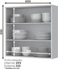 Armário Aéreo 80cm 2 Portas 100% MDF Americana Branco HP - Henn