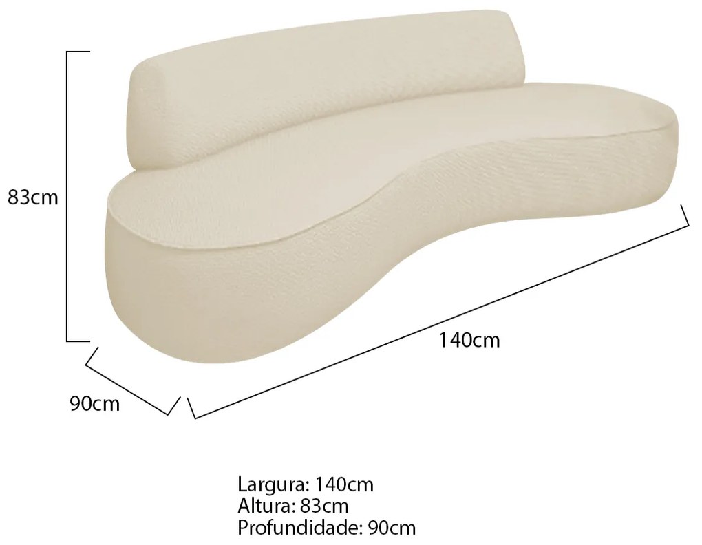 Sofá Curvo 140cm 2 Lugares e 1 Poltrona Amsterdã Linho - ADJ Decor