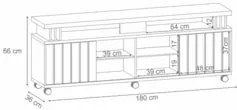 Rack Bancada de TV 70 Pol 180cm Briz Off White/Cinamomo - HB Móveis