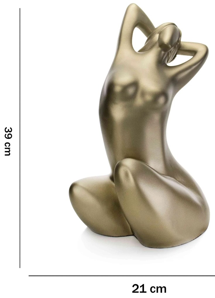 Escultura Decorativa Eva Em Cerâmica Ouro Velho 39x21x25 Cm - D'Rossi
