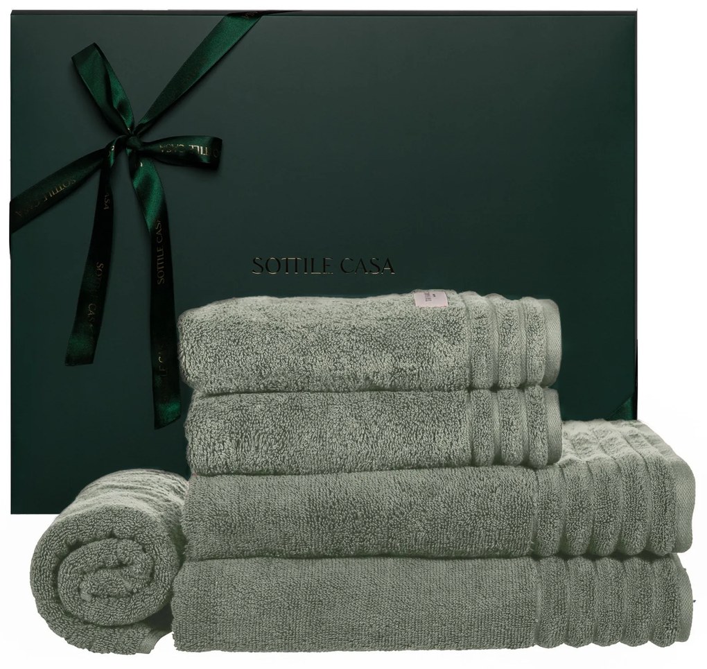 Kit Toalhas de Banho 05 Pçs Trussardi 100% Algodão Imperiale c/ Caixa de Presente Natal - Pistacchio Pistacchio