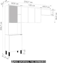 Armário de Cozinha Compacta 251cm Laura Plus Soft/Freijó Z06 - Mpozena