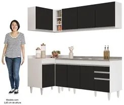 Armário de Cozinha Modulado de Canto Direito 4 Peças CP42 com Pia Inox