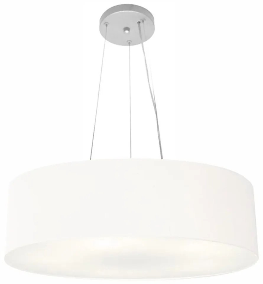 Lustre Pendente Cilíndrico Md-4029 Cúpula em Tecido 60x15cm Branco - Bivolt