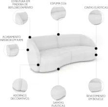 Sofá 3 Lugares Orgânico 288cm e Poltrona Zion Z32 Boucle Branco - Mpoz