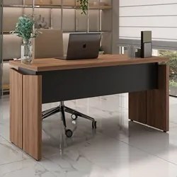 Mesa Para Escritório Home Office 145cm Corp A06 Nogal/Preto - Mpozena