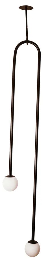 Plafon De Sobrepor Pêndulo C/ 2 Globos 26X28X105Cm 2L G9 / Metal E Glo... (OC-M Ocre Metálico, CLEAR)