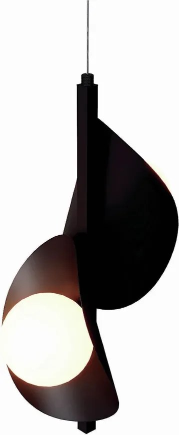 Pendente Calandra Vertical Duplo Espiral 21X21X40Cm Alumínio E Globo Ø... (PRETO / CHAMPANHE, FOSCO)