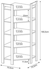 Estante de Canto Closet Multiuso 5 Prateleiras AZ1020 Nogal/Branco - T