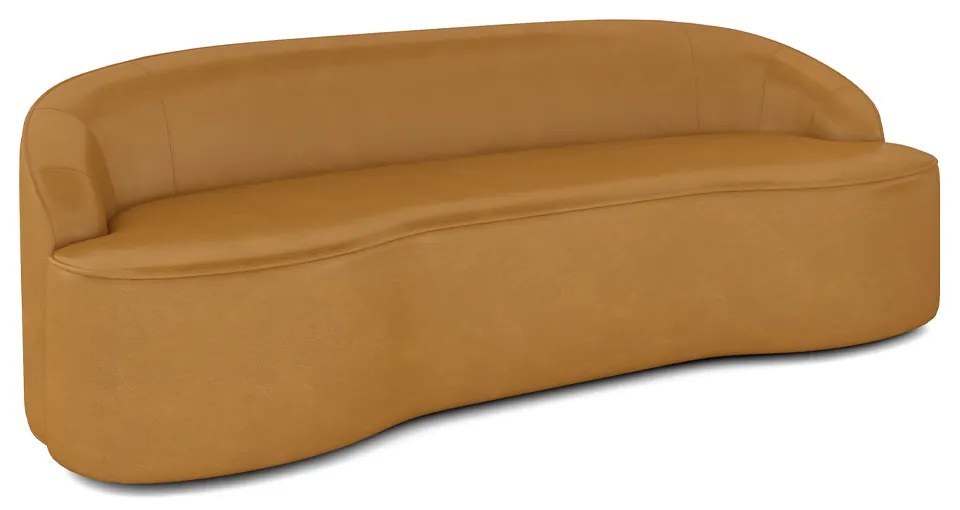Sofá Decorativo 3 Lugares 210cm Joel Curvo com Encosto PU Caramelo G15 - Gran Belo