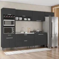 Armário de Cozinha CP06 Com Pia 100cm Pérola Z34 Preto      - Mpozenat