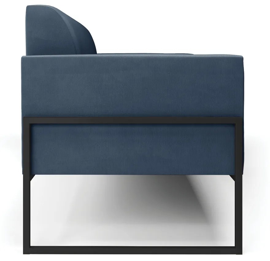 Sofá Namoradeira Base Industrial Alta Preto Marisa Suede D03 - D'Rossi - Azul Marinho