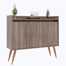 Balcão Buffet Aparador Para Sala de Jantar 3 Portas Belize Castanho -