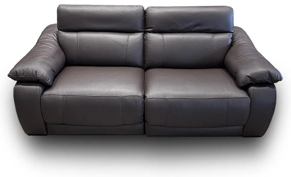 Sofá Elétrico Sala de Estar Reclinável Concepción U076 224cm Modulado Botão Elétrico Couro Marrom G49 - Idea Relax By Natuzzi Group