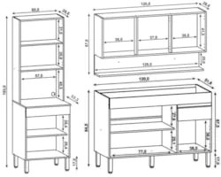 Armário de Cozinha 3 Peças Balcão 120cm sem Tampo Lina03 Z06 Gris/Frei