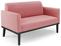 Sofá Namoradeira e 2 Poltronas Base Madeira Preto Maressa Suede Rosê -