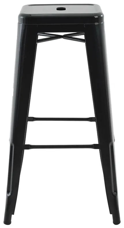 Banqueta de Cozinha Alta Industrial em Aço Kit4  Iron Preto R02 - D'Rossi